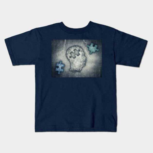 Puzzle Head Brainstorm Kids T-Shirt by psychoshadow